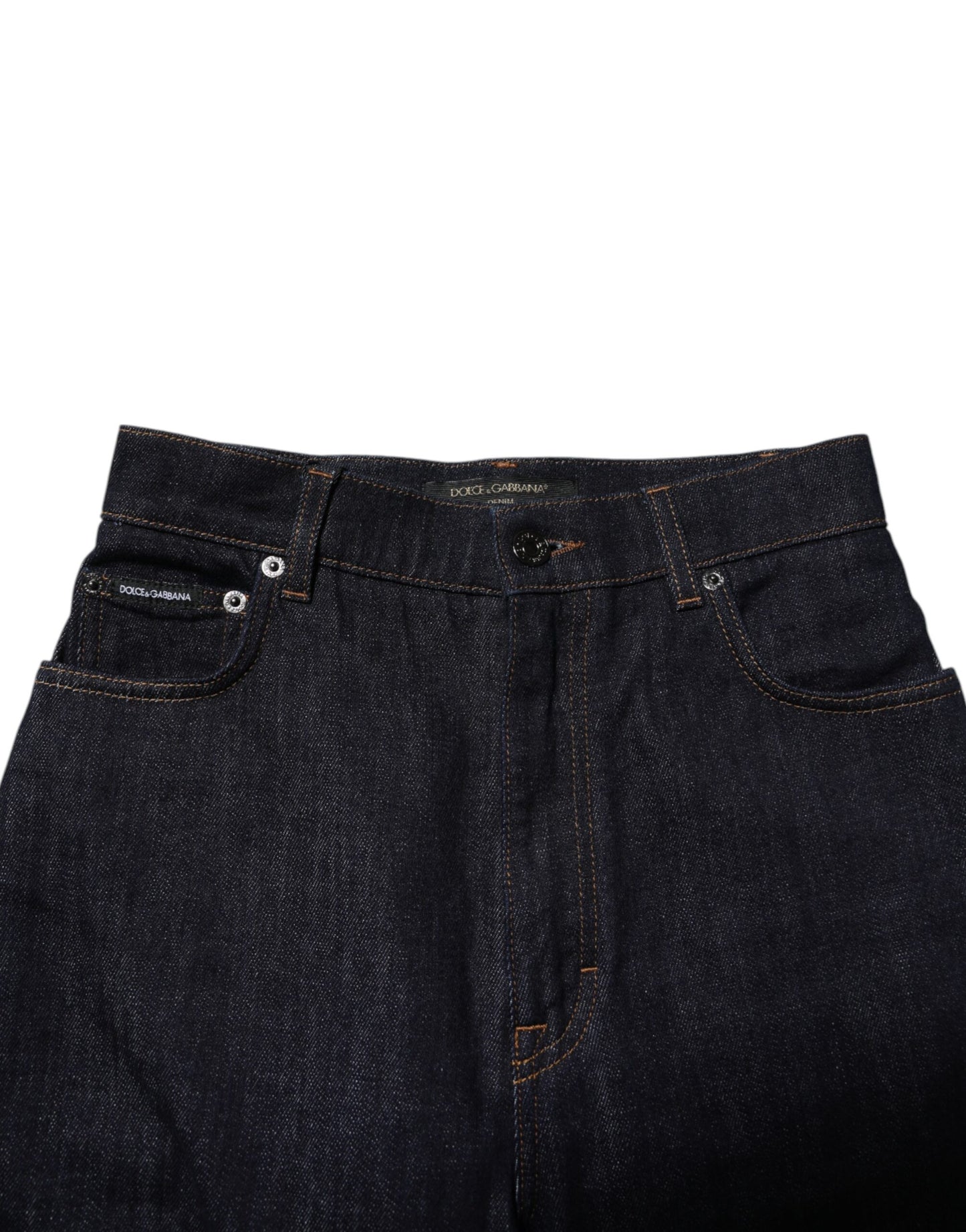 Blue Cotton High Waisted Flared Denim Jeans