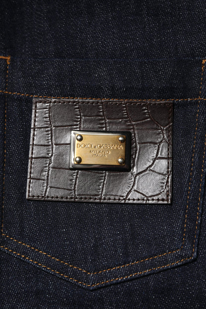 Blue Cotton High Waisted Flared Denim Jeans