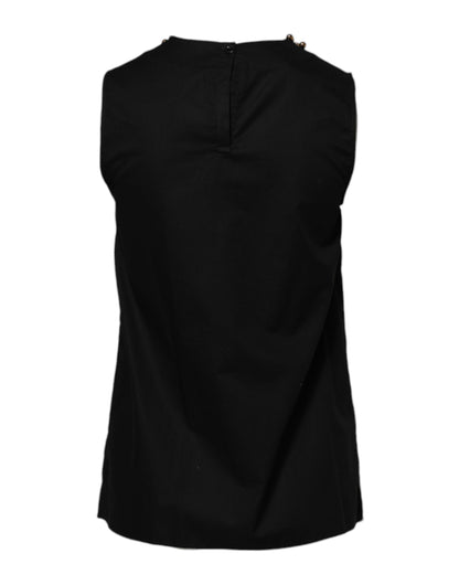 Black Cotton Sleeveless Women Tank T-shirt