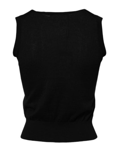 Black Cashmere Sleeveless Women Tank T-shirt
