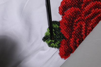 White Rose Embroidery Collared Shirt Top