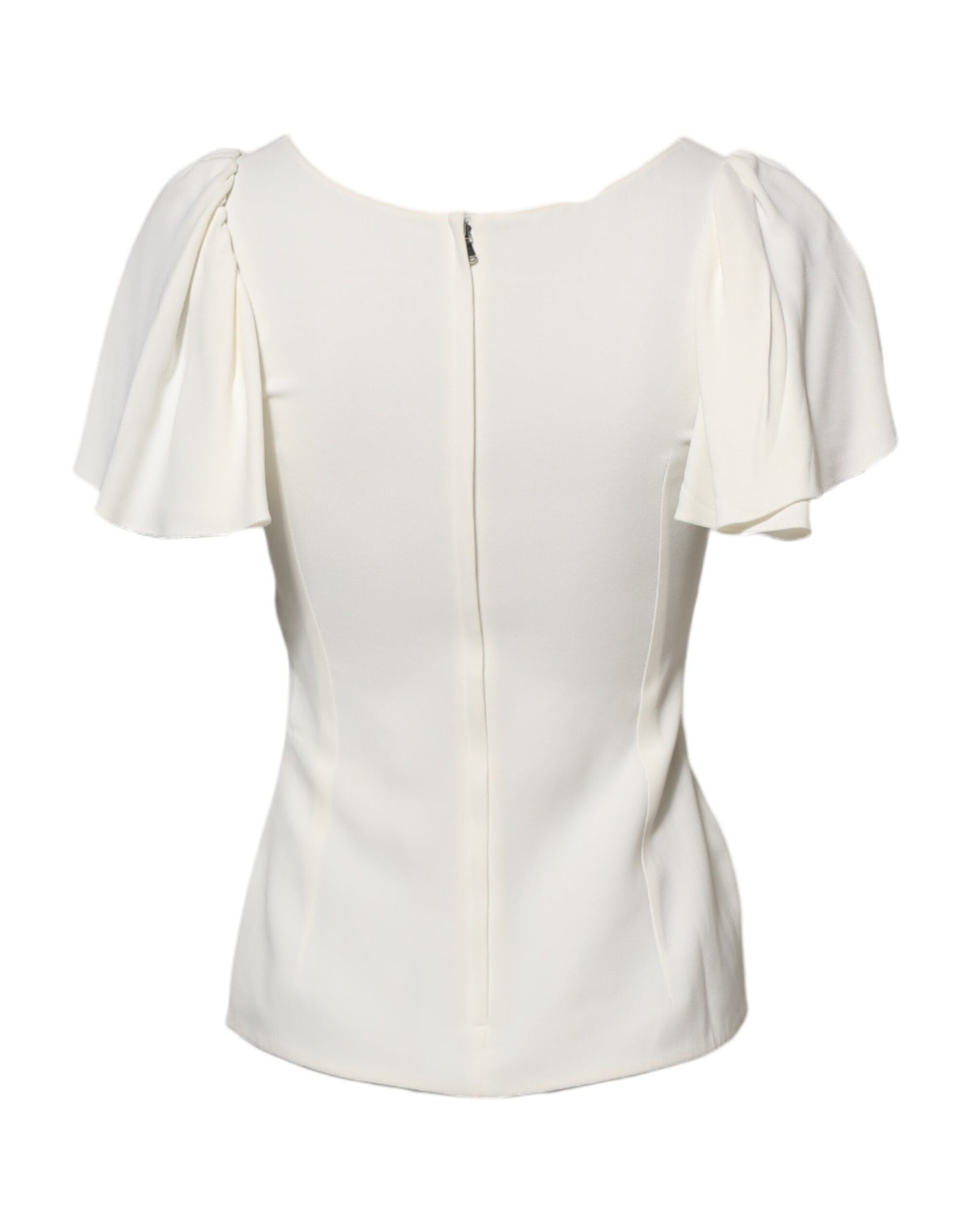 White Round Neck Short Sleeves Blouse Top