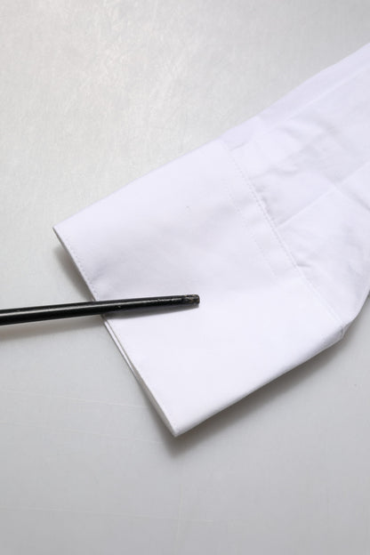 White Crystal Embellished Collared Shirt Top