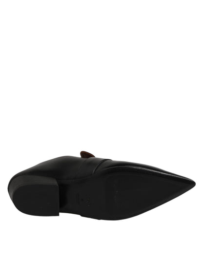 Black Soft Leather Loafer Pointed Toe Slip On Shoes