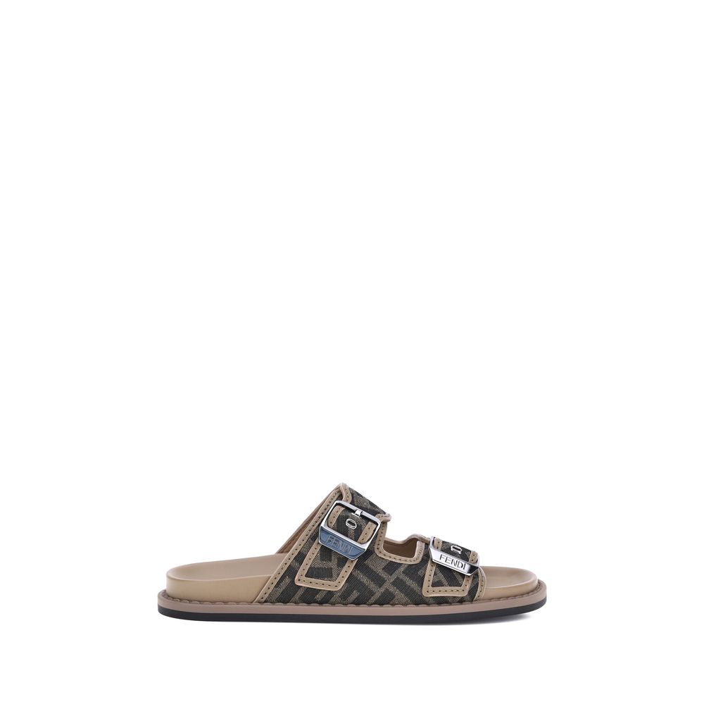 Brown Calf Leather Bos Taurus Flat Sandals