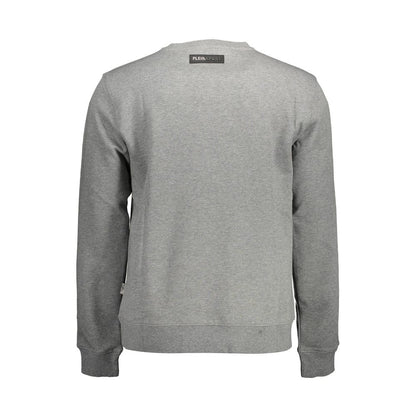 "Gray Cotton Men Sweater with Contrasting Details"