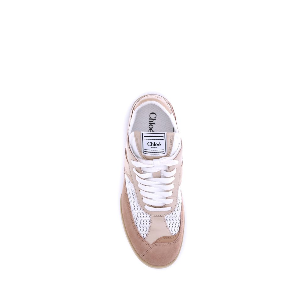 Beige Calf Leather Bos Taurus Low Top Sneakers