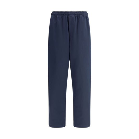 Blue Cotton Casual Pants