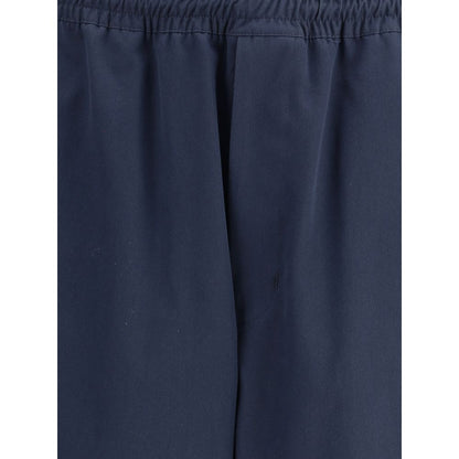 Blue Cotton Casual Pants