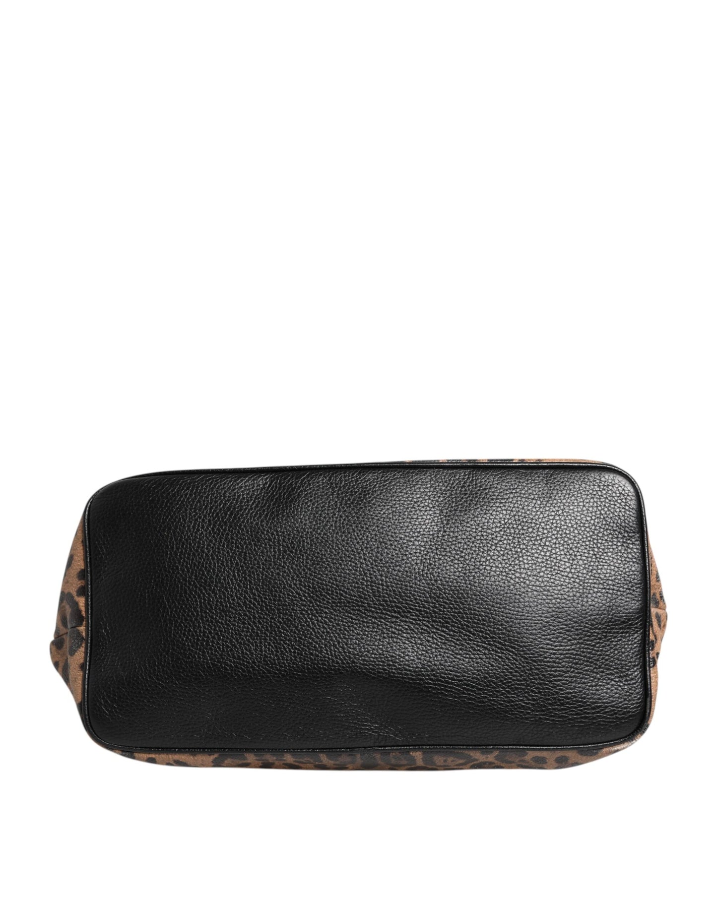 Brown Leopard BEATRICE Leather Logo Plaque Tote Bag