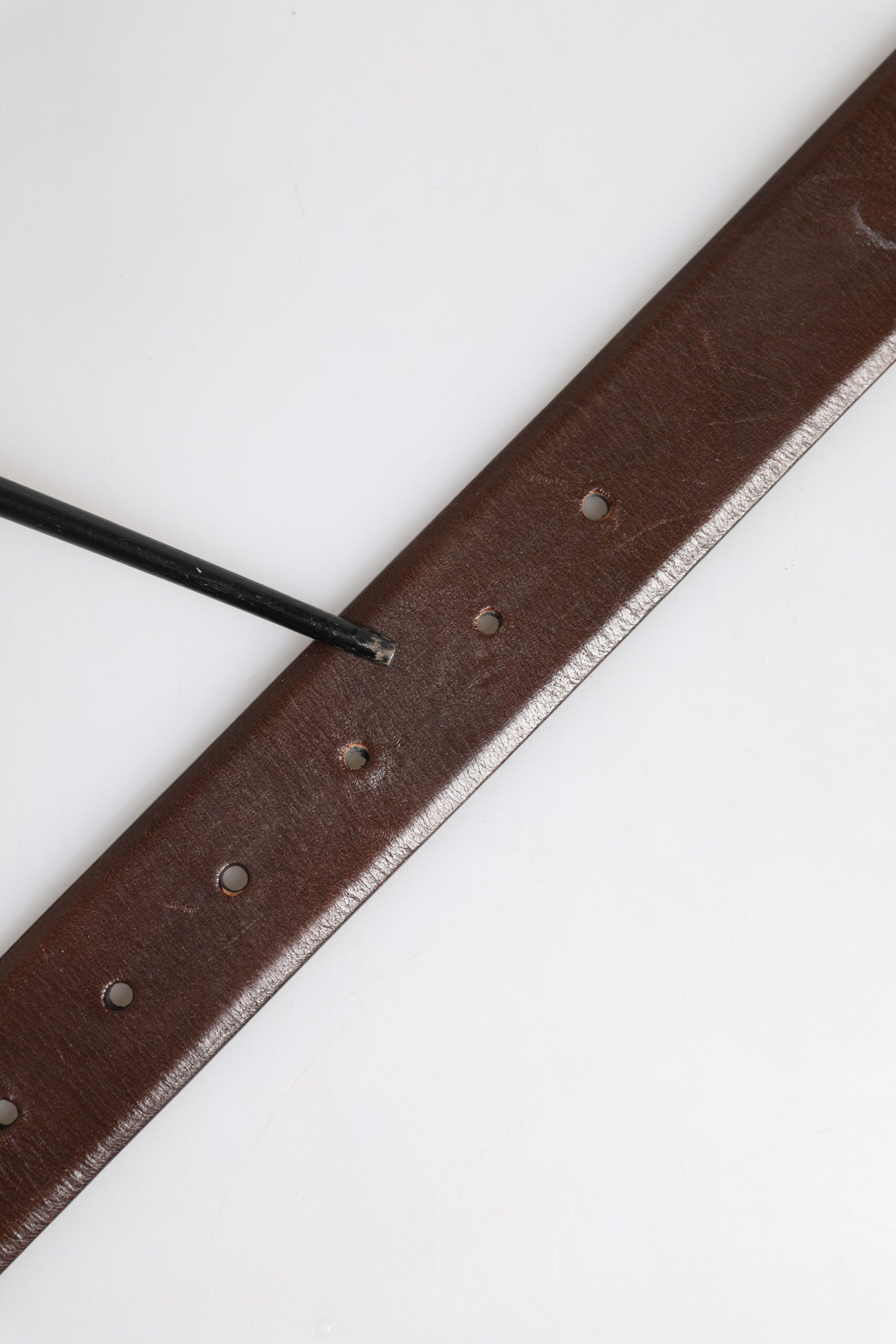 Brown Classic Gold Metal Logo Buckle Men Belt