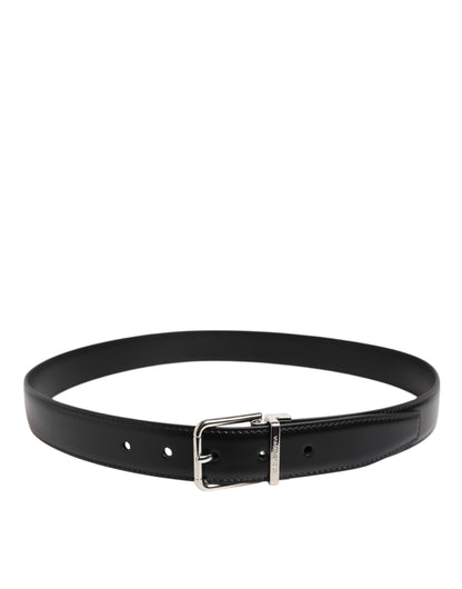 Black Classic Leather Metal Buckle Belt