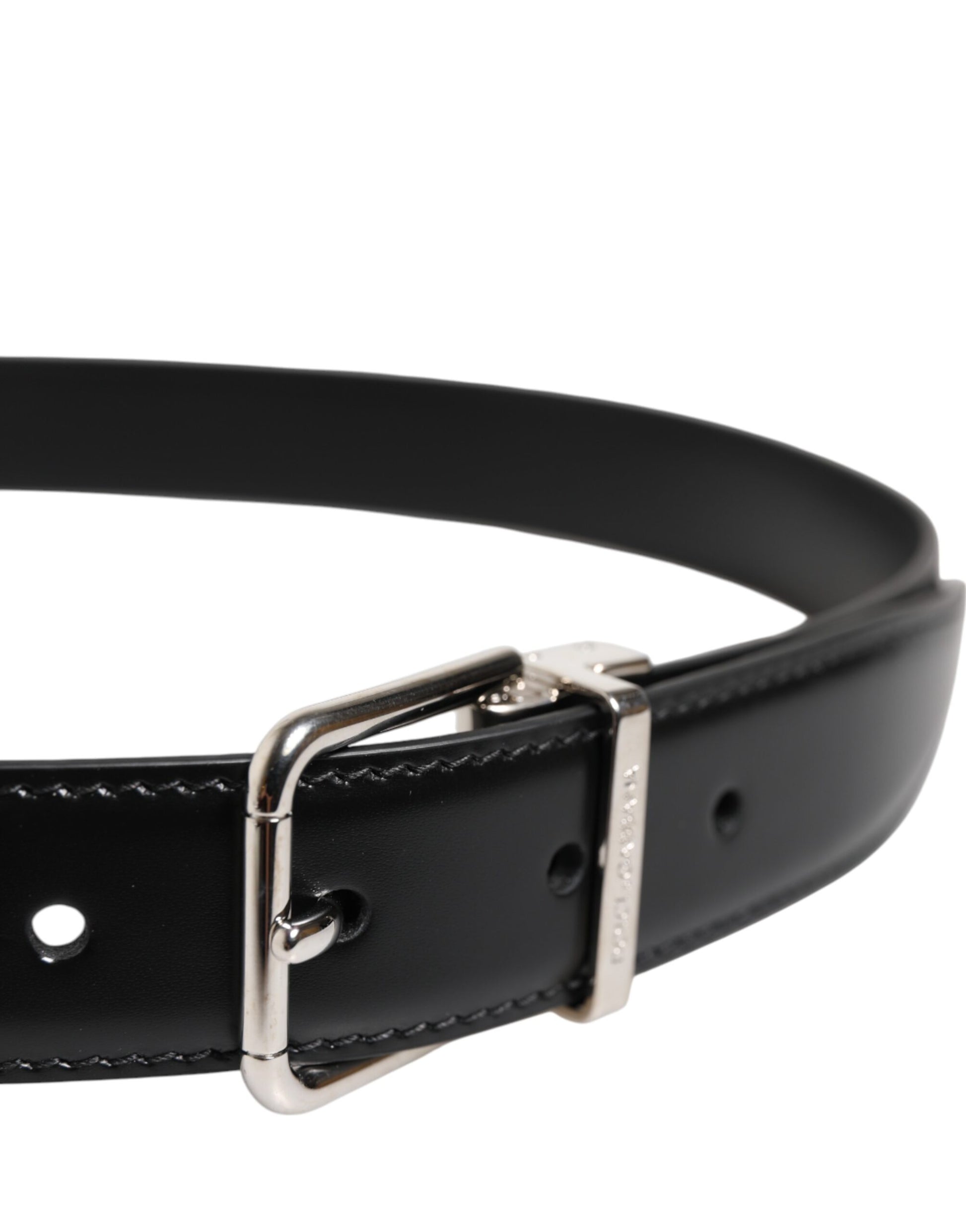 Black Classic Leather Metal Buckle Belt