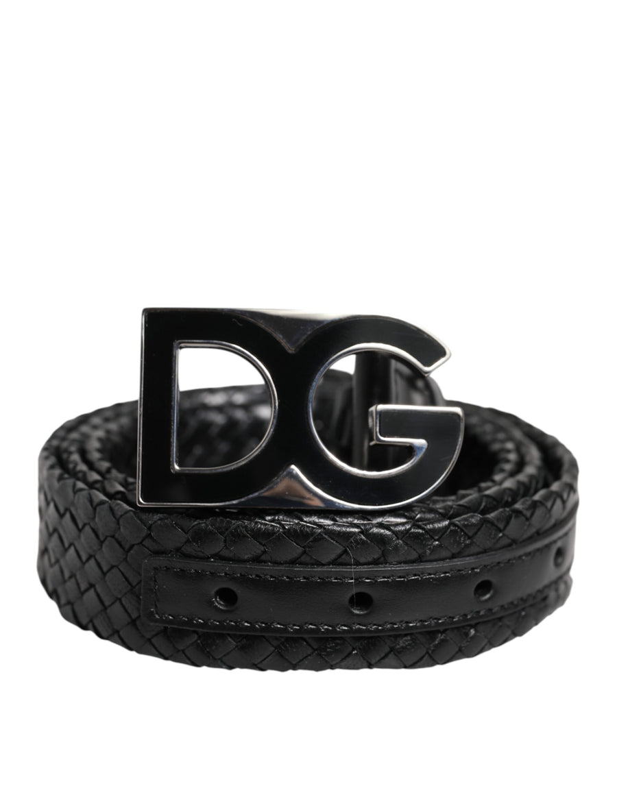 Black Classic Leather DG Logo Buckle Belt