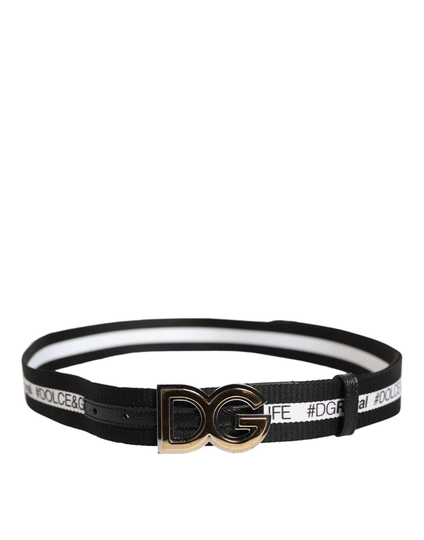 Black Cotton Gold Tone Metal DG Buckle Belt