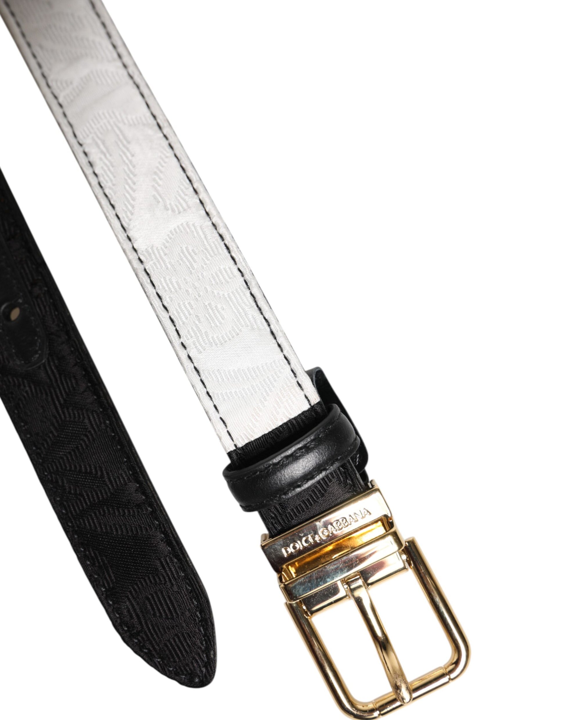 Black White Patchwork Gold Metal Buckle Belt