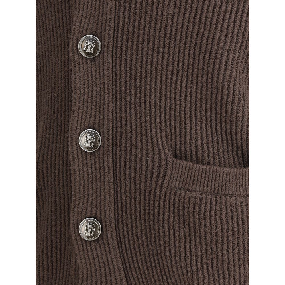 Brown Cotton Cardigan