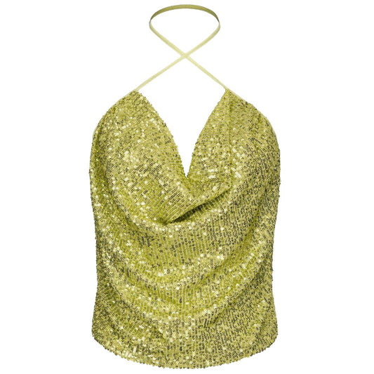 Green Polyester Women Top