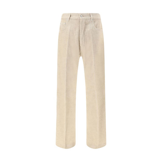 Beige Cotton Casual Pants