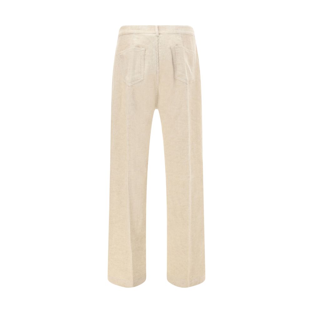 Beige Cotton Casual Pants