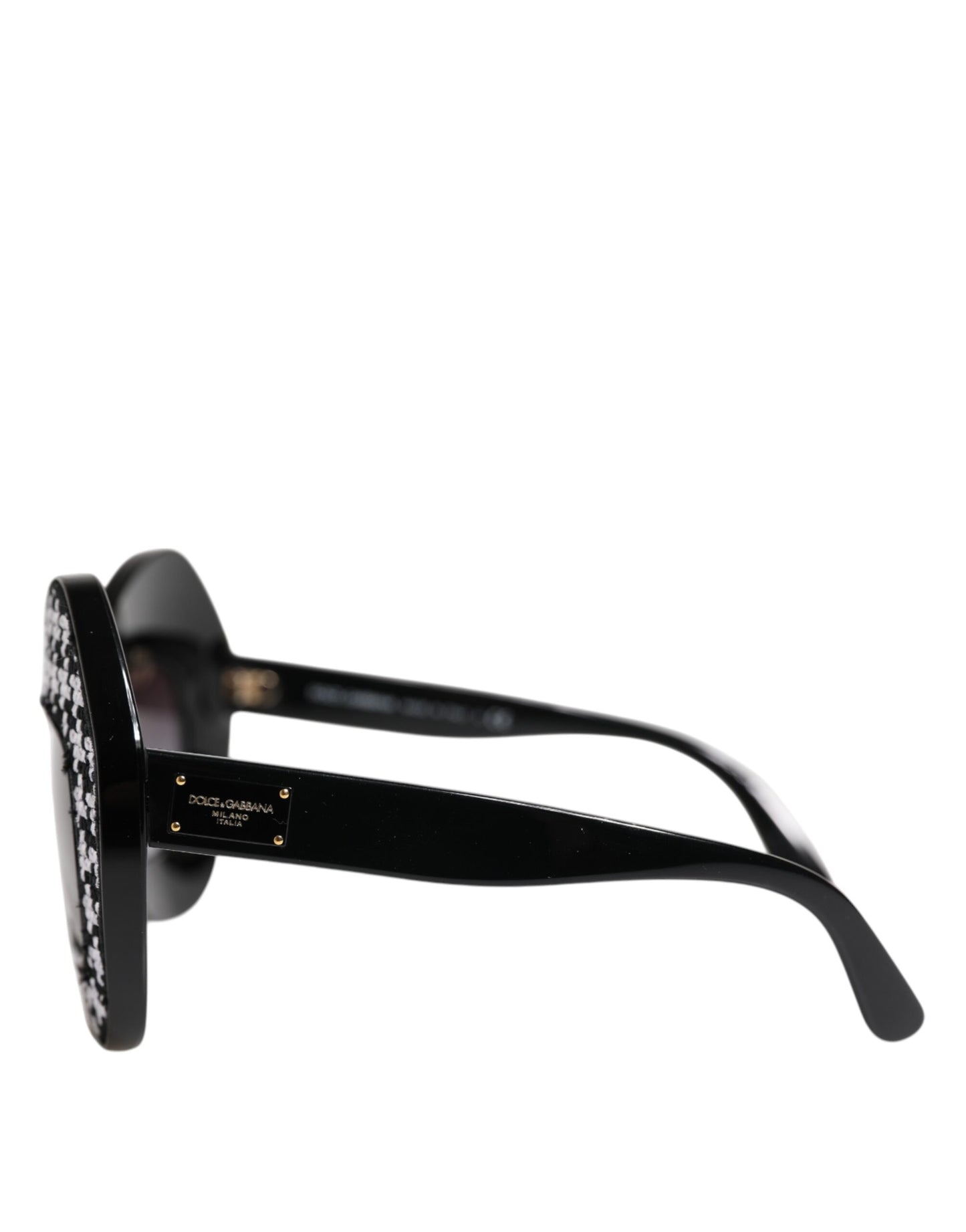 Black White PIED DE POULE Print Oversized Shades Sunglasses