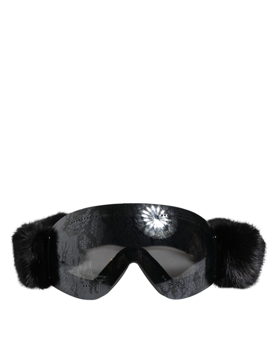 Black Bi0759 Lace Mirrored Ski Goggles Mask Sunglasses