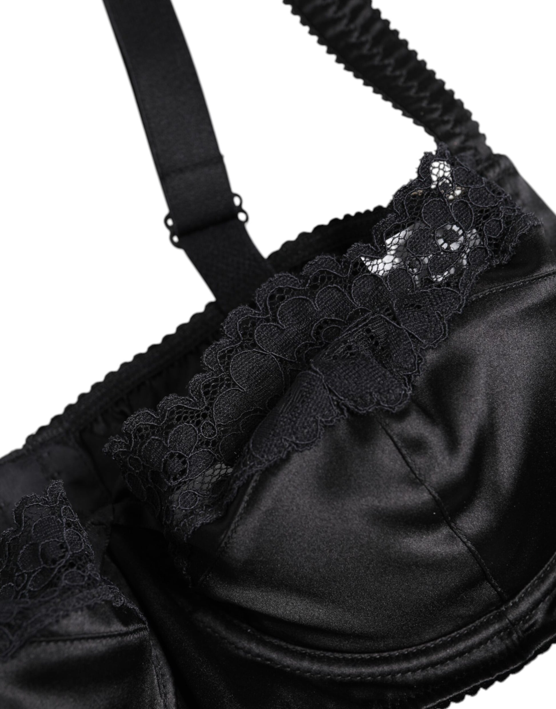 Black Silk Underwired Balconette Bra Underwear