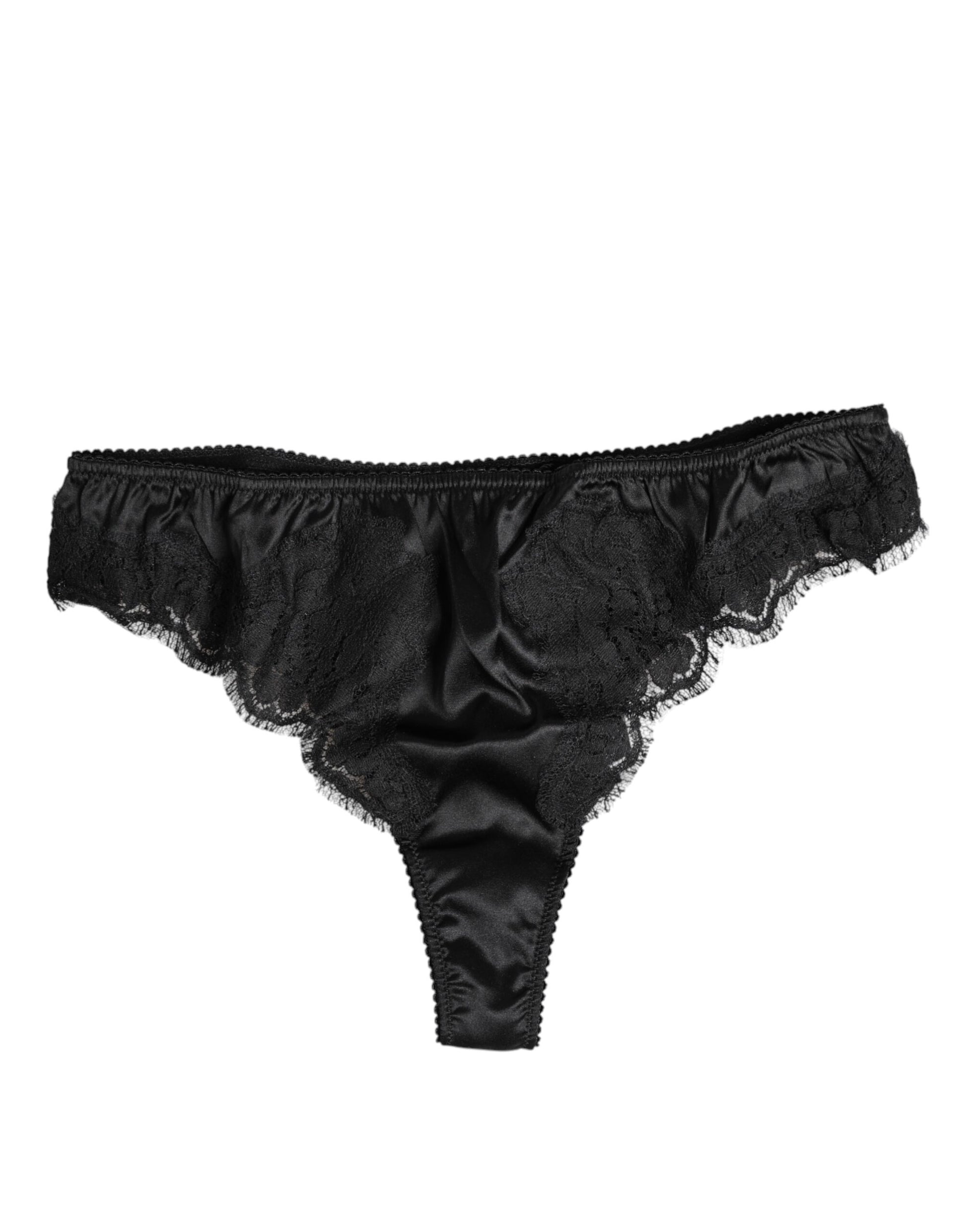 Black Silk Lace Stretch Bikini Panty Underwear