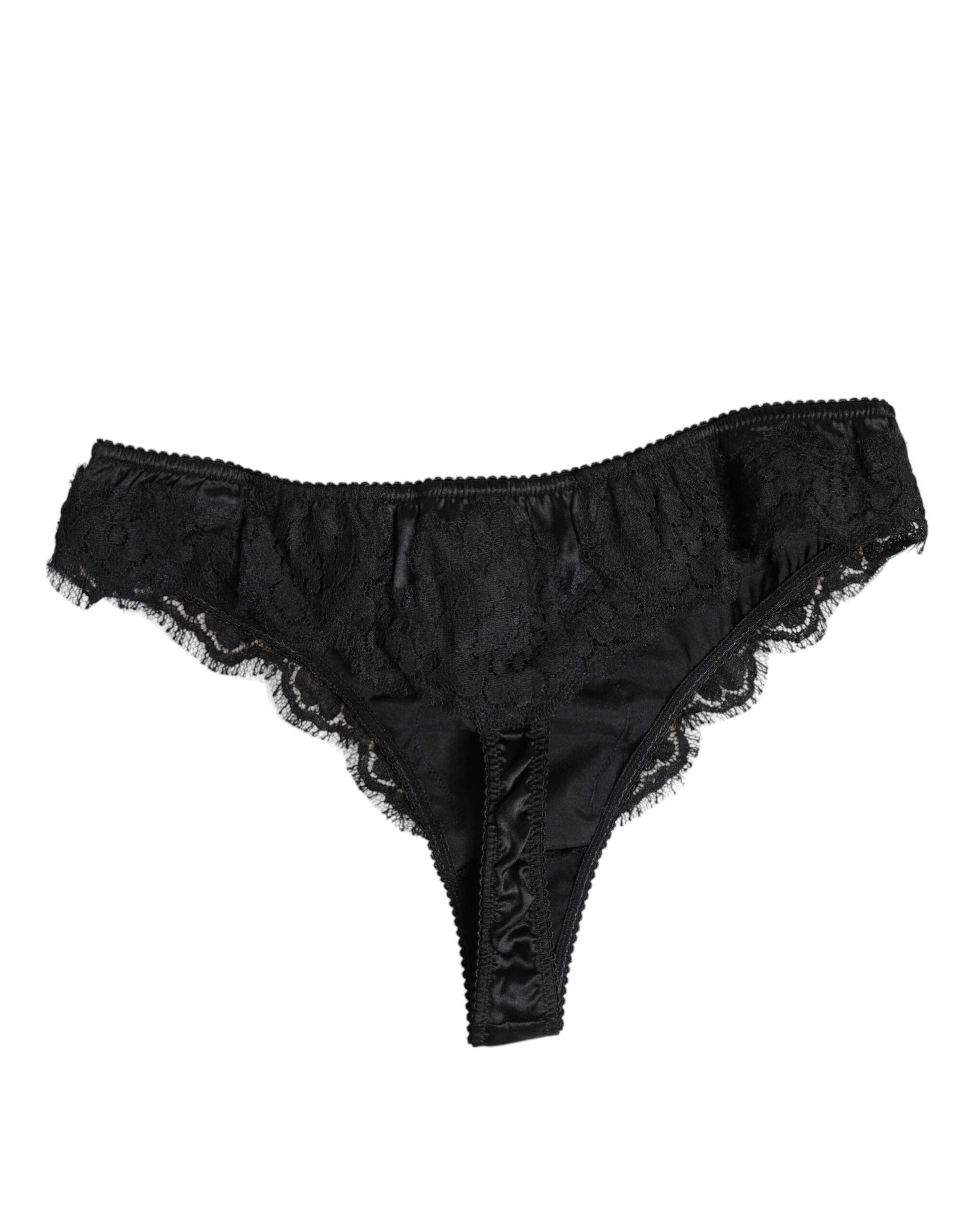 Black Silk Lace Stretch Bikini Panty Underwear