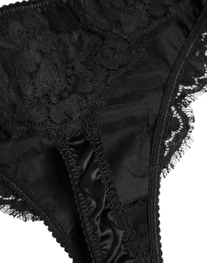Black Silk Lace Stretch Bikini Panty Underwear