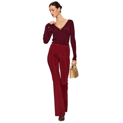 Red Viscose Women Trouser