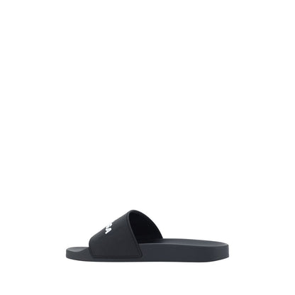 Black Rubber Flat Sandals