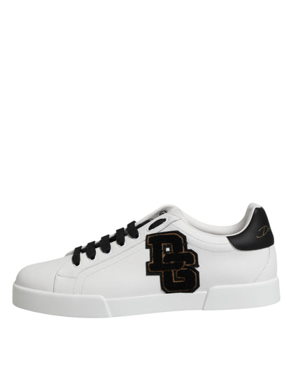 White DG Logo Portofino Low Top Sneakers Shoes