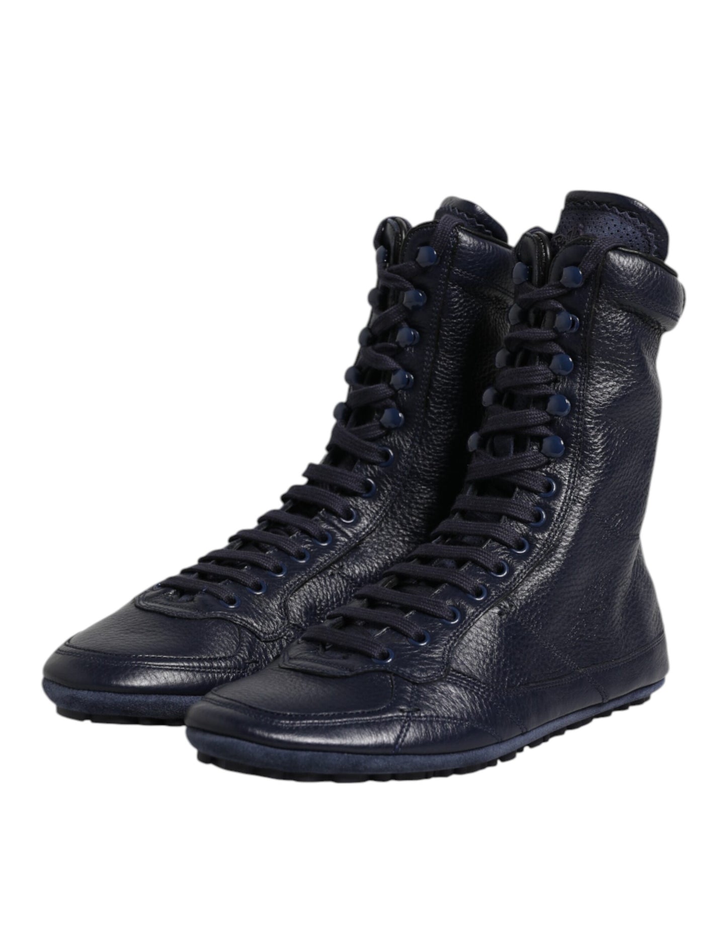 Dark Blue Leather KING High Top Sneakers Shoes
