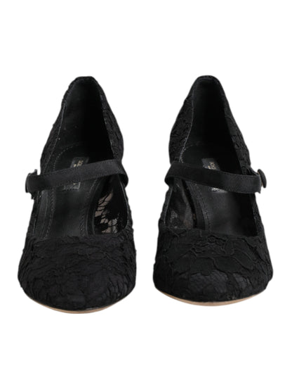 Black Mary Jane Taormina Lace Pumps Shoes