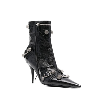 Black Lamb Leather High Heel Boots