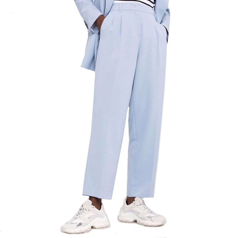 Blue Elastane Dress Pants