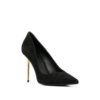 Black Leather High Heel Pumps