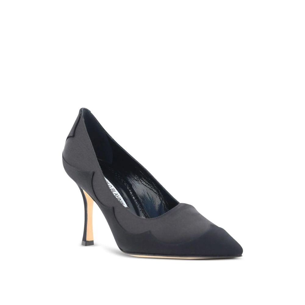 Black Silk High Heel Pumps