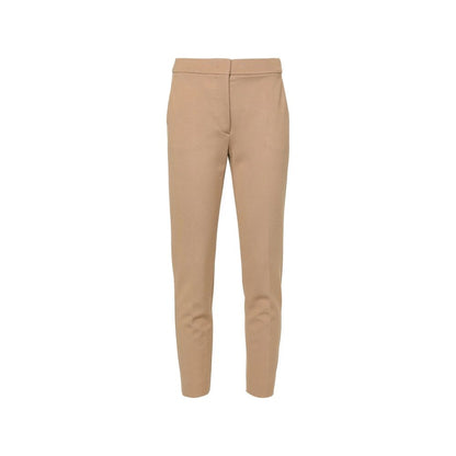 Brown Elastane Cropped Pants