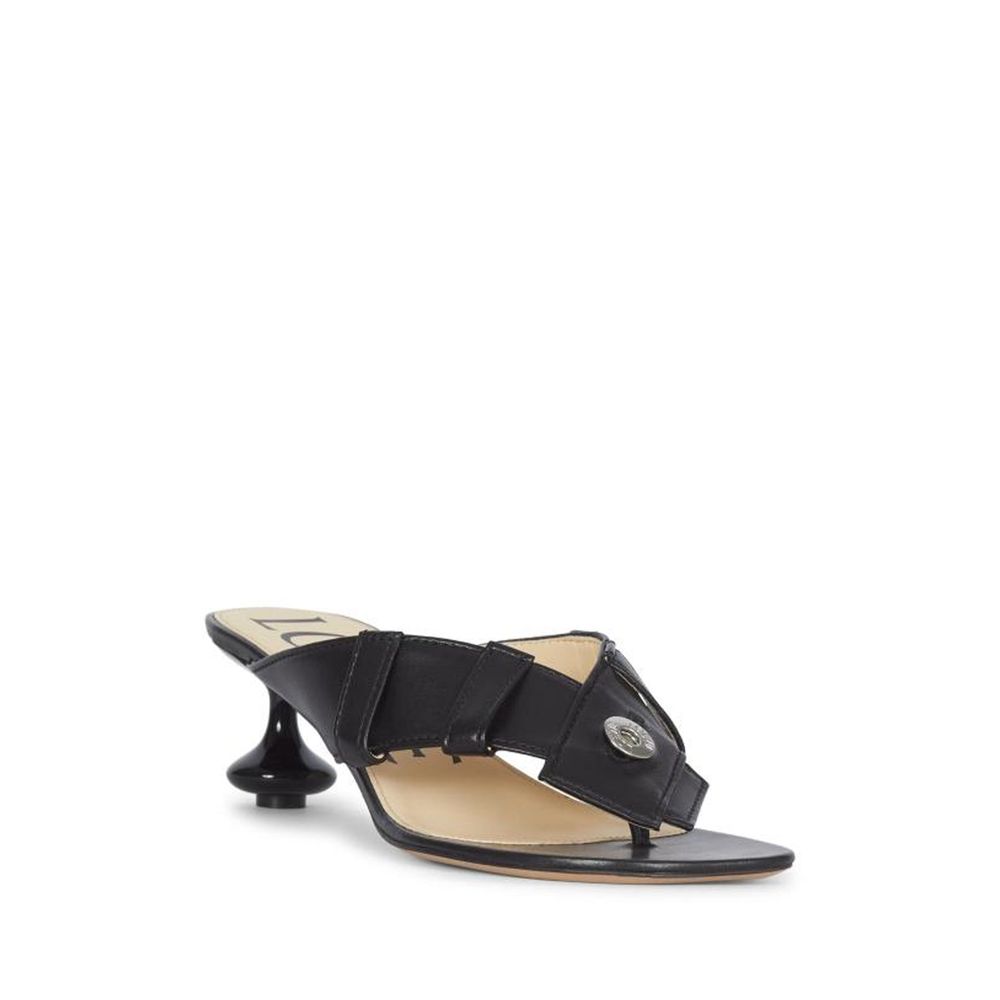 Black Lamb Leather Strap-On Sandals