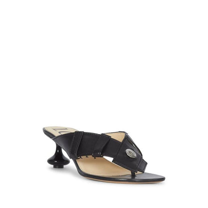 Black Lamb Leather Strap-On Sandals