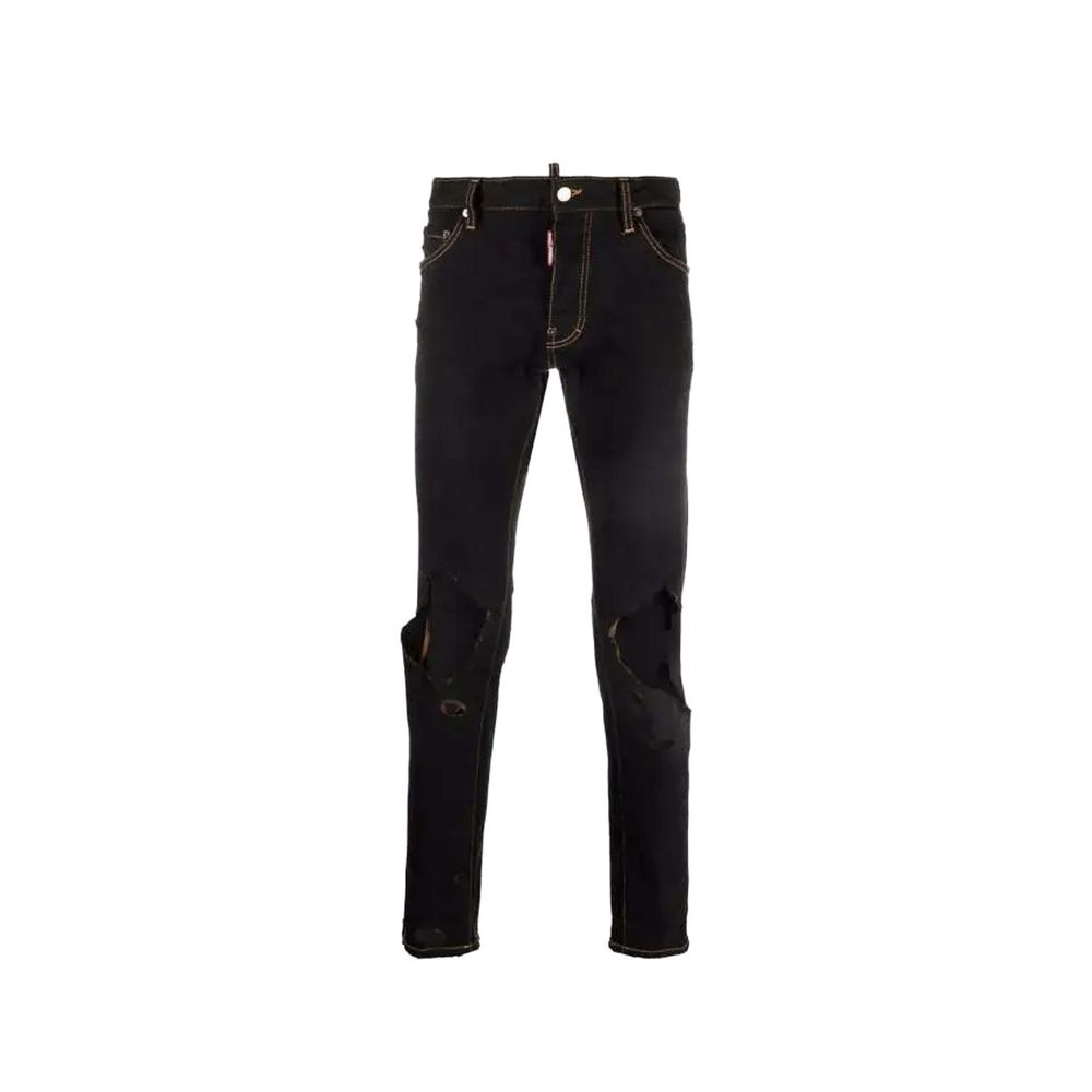 Black Cotton Slim Fit Jeans