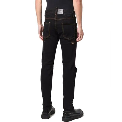 Black Cotton Slim Fit Jeans