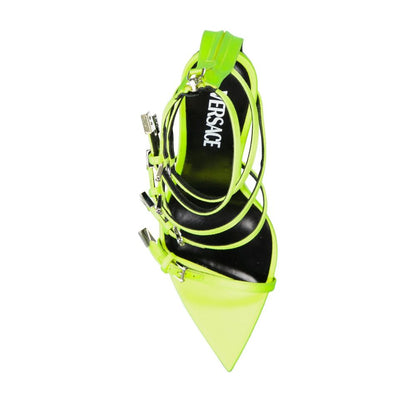 Yellow Silk Stiletto Heel Sandals