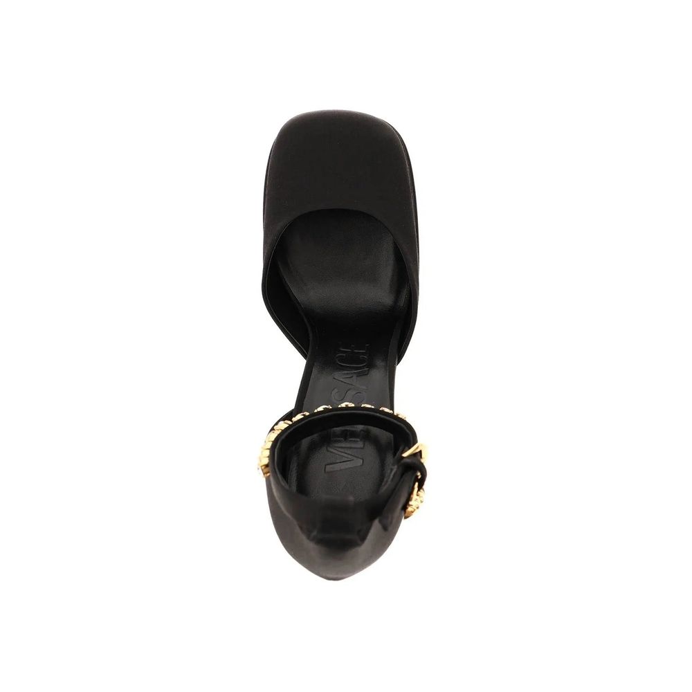 Black Silk Platform Pumps