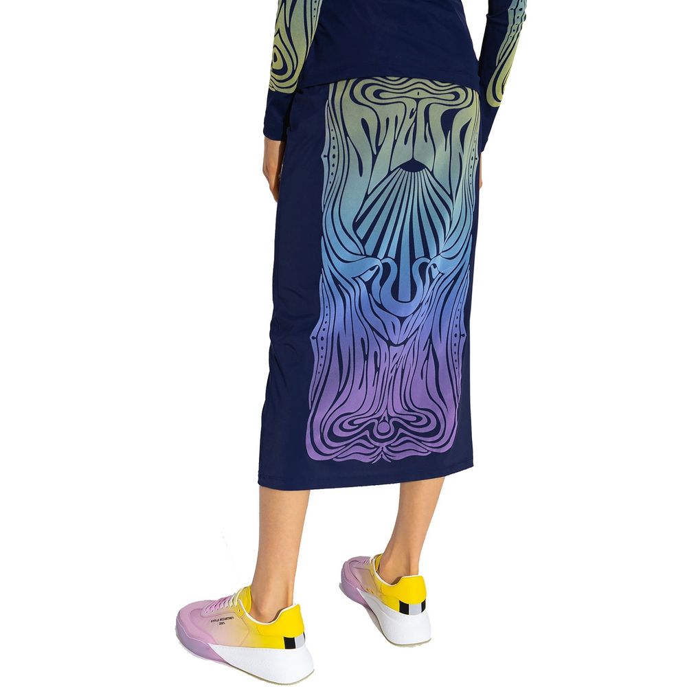 Blue Polyamide Long Skirt