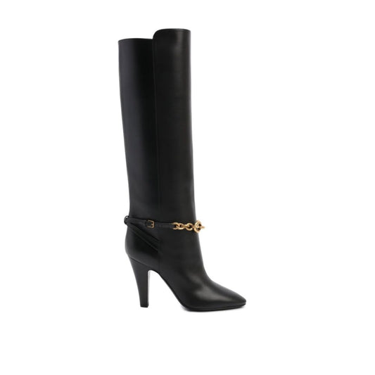 Black Calfskin High Heel Boots