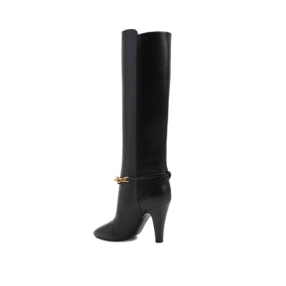 Black Calfskin High Heel Boots