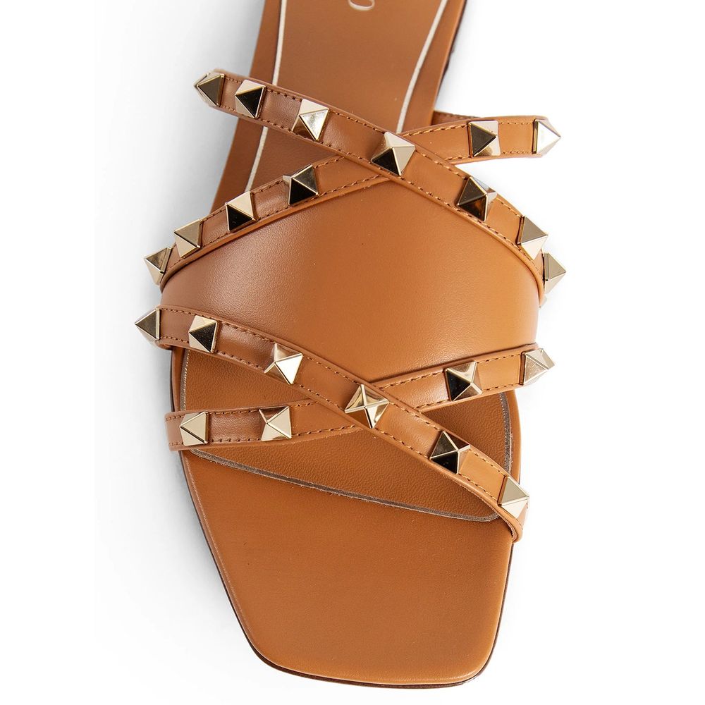 Brown Calfskin Strap-On Sandals